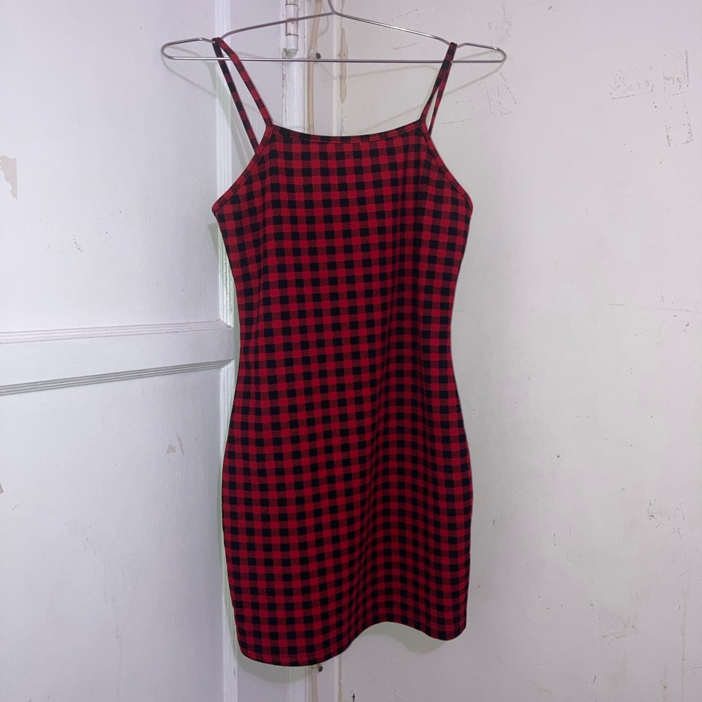 Red and Black Checkered Dress